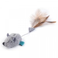 Nip-It Catnip Grey Mouse And Feather Cat Toy