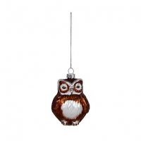 Premier Decorations 90mm Brown/White Glass Owl