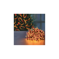 Premier Decorations 200 Multi Action Supabrights LED Lights - Red, Vintage Gold With Clear Cable