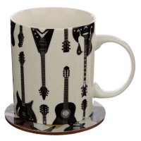 Puckator Porcelain Mug & Coaster Set - Headstock Guitar