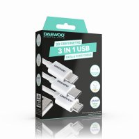 Daewoo 20cm 3-in-1 USB Charge & Sync Cable
