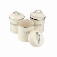 Apollo Round Tea, Coffee & Sugar Caniser Set - Cream