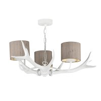 Antler 3 Light Pendant White Complete With Silk Shades