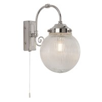 Searchlight Belvue Wall Light IP44 Chrome with Acid Globe Shade