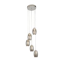 Searchlight Cyclone 5 Light Ceiling Pendant Chrome & Smoked Glass