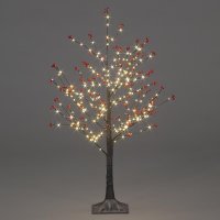 SnowTime Red Berry Twig Tree With Warm White LEDs - 120cm