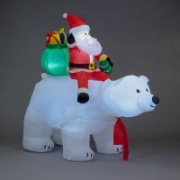 SnowTime Santa On Polar Bear With Moving Head - 175cm