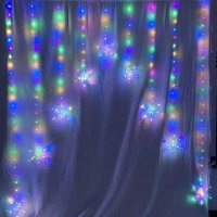 Three Kings Snowflake Curtain Lights - Multicoloured