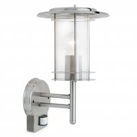 Endon York PIR 1 Light Wall IP44 60W Polished Stainless Steel