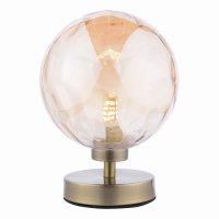 Dar Esben Touch Table Lamp Antique Brass with Champagne Dimpled Glass