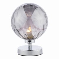 Dar Esben Touch Table Lamp Polished Chrome with Smoked Dimpled Glass