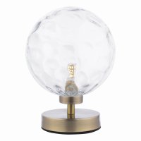 Dar Esben Touch Table Lamp Antique Brass with Clear Dimpled Glass