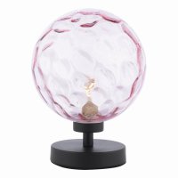 Dar Esben Touch Table Lamp Matt Black with Pink Dimpled Glass