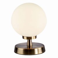 Dar Esben Touch Table Lamp in Antique Brass with Opal Glass