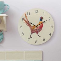 Outside In Hand-Painted Resin 12in Pheasant Wall Clock
