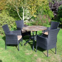 Bayfield Firepit 89Cm Table With 4 Stockholm Black Chairs Set