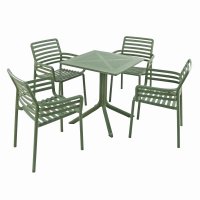 Clip 70Cm Table With 4 Doga Chair Set Olive