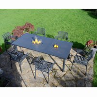 Libeccio Dining Table With 6 Doga Chair Set Anthracite