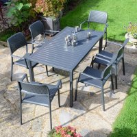 Cube Dining Table With 6 Bora Chair Set Anthracite