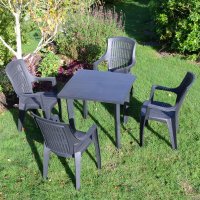 Rapino Square Table With 4 Parma Chairs Set Anthracite