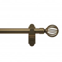 Rothley 25mm x 1219mm Curtain Pole with Cage Orb Finials & Brackets - Antique Brass