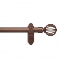 Rothley 25mm x 1219mm Curtain Pole with Cage Orb Finials, Brackets & Curtain Rings - Antique Copper