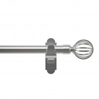 Rothley 25mm x 1829mm Curtain Pole with Cage Orb Finials & Brackets - Brushed Stainless Steel