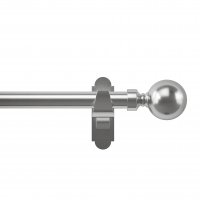 Rothley 25mm x 1219mm Curtain Pole with Solid Orb Finials & Brackets - Brushed Stainless Steel