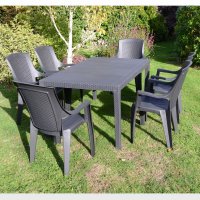 Salerno Rectangular With 6 Sedini Chairs Set - Anthracite