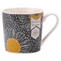 The English Tablewware Company - Artisan Flower Floral Mug (Grey/ Yellow Flower)