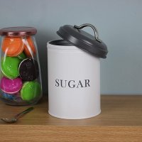 White with Grey Lid Sugar Caddy