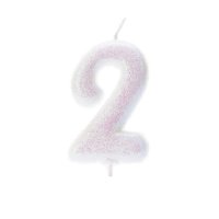 Anniversary House Age 2 Glitter Numeral Moulded Pick Candle - Iridescent