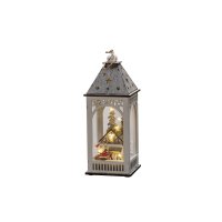Konstsmide Wooden LED Lantern with House - White
