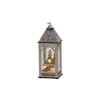 Konstsmide Battery Operated Wooden Lantern with Warm White LED - House