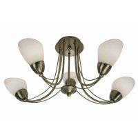 Oaks Lighting Altair 5 Arm Semi-Flush Ceiling Light Antique Brass