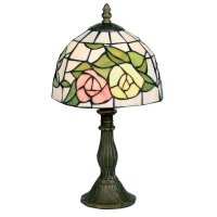 Oaks Lighting Tiffany Style Pink Yellow Table Lamp