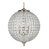 Oaks Lighting Ballon Crystal Pendant 450mm Antique Brass