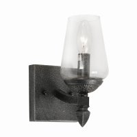 Oaks Lighting Corfe Wall Light Black Silver Metallic