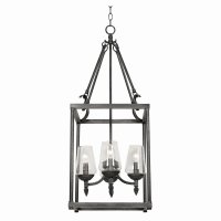 Oaks Lighting Corfe 4 Light Chandelier Black Silver Metallic