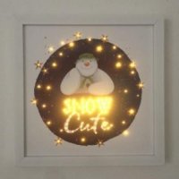 SnowTime Battery Operated Fibre Optic Canvas 30 x 30cm - Snow Cute