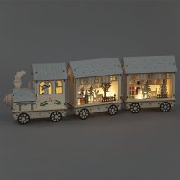 Snowtime 16cm Wooden Train with Scene in Carriages
