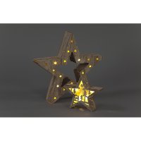 Snowtime Battery Operated 33cm/17cm 2pcs Wooden Star