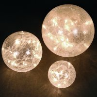 Snowtime Set Of 3 Oval Glass Balls with 60 Warm White LED