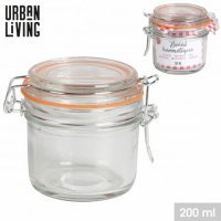 Urban Living Glass Storage Jar with Glass Clip Lid - 200ML