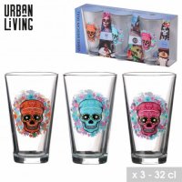 Urban Living Mexican Skull Glasses - Pack of 3