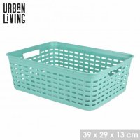 Urban Living Tony Plastic Storage Basket Dusty Jade- 39cm x 29cm x 13cm
