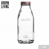 Urban Living Gold Pink Glass Bottle with Copper Lid - 1L