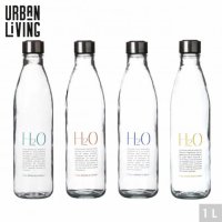 Urban Living Glass Bottle with Lid and Decal - 1Ltr