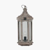Pacific Lifestyle Adaline Wood Lantern Table Lamp - Antique Grey