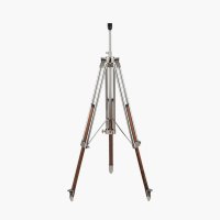 Pacific Lifestyle Port Nickel and Wood Tripod Floor Lamp Base